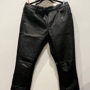 b169 mnml leather flare pants
